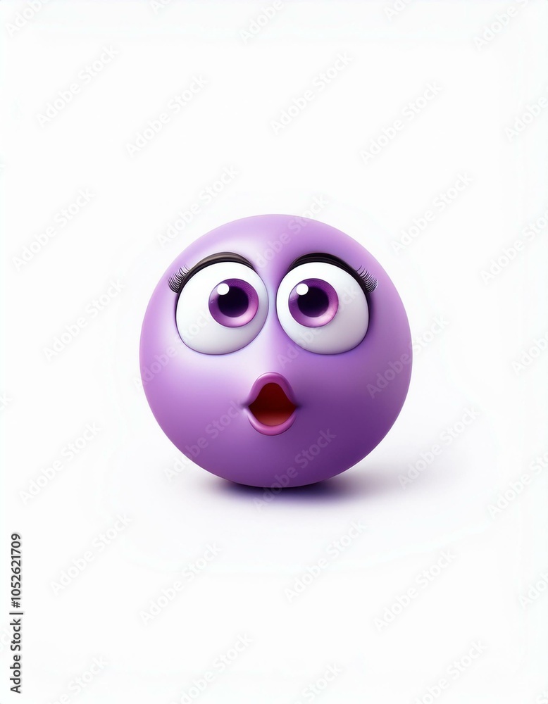 Fototapeta premium Purple emoji with surprised look