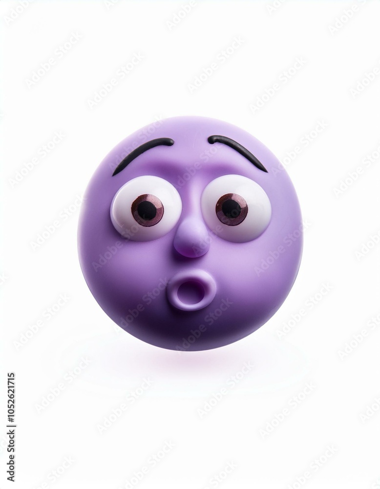 Fototapeta premium Purple cartoon face with surprise