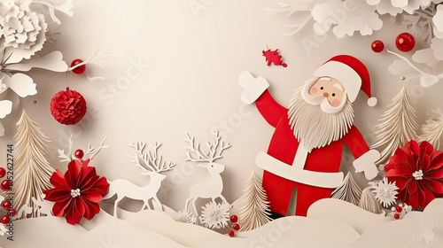 Santa and reindeer paper cut outs