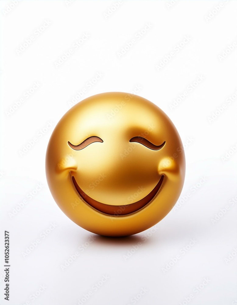 Fototapeta premium Golden smiley face emoji