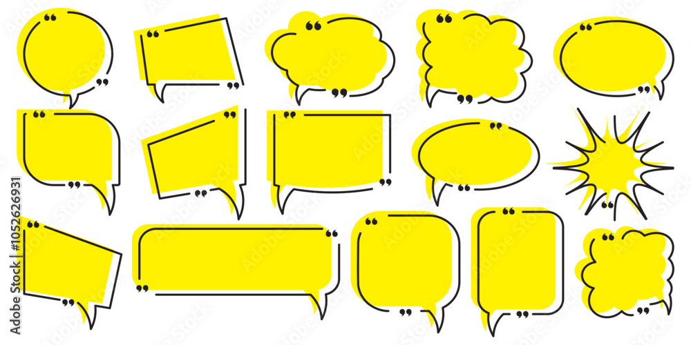 Quote box frame set. Texting quote boxes. Templates of texting black line quote frames for definition, remark, and citation design. Vector illustration. Tex border collection. Quote box frame set. Texting quote boxes. Templates of texting black line quote frames for definition, remark, and citation design. Vector illustration. Tex border collection.