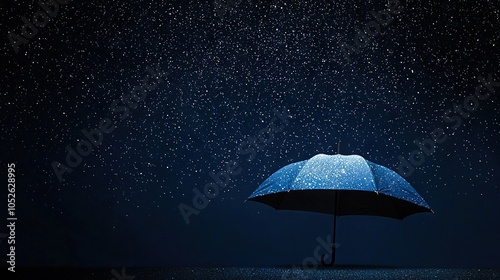 Wallpaper Mural   A blue umbrella rests in a dim room with starry ceilings and an outdoor sky full of stars Torontodigital.ca