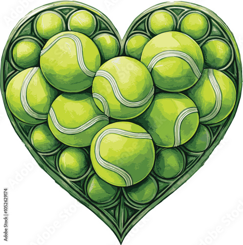 Tennis heart isolated on white background, Tennis element vector illustration. American team sports game inventory. Active leisure 3d object on white background