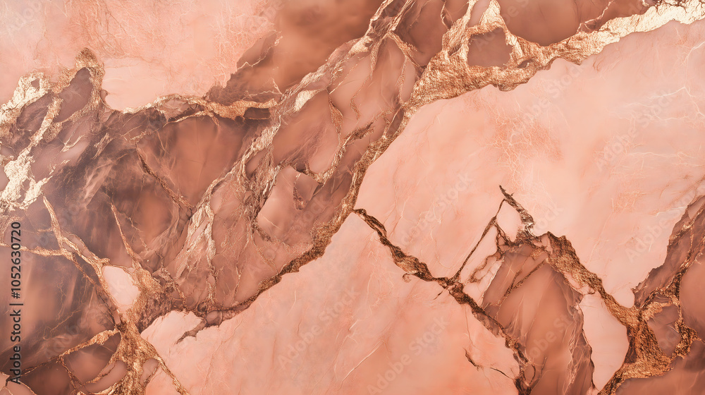 Fototapeta premium Luxurious rose gold marble background in oil painting style with dramatic lighting and rich textures