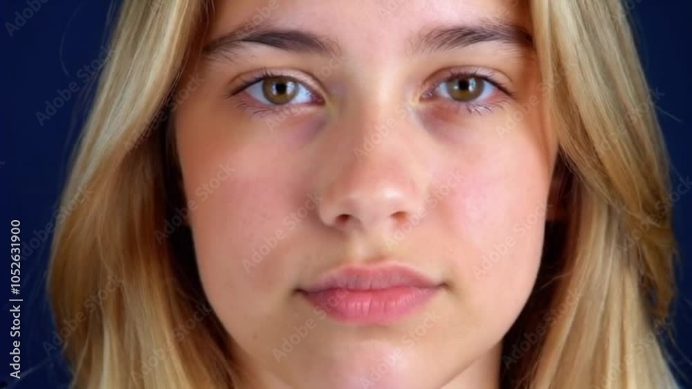 Timelapse sequence of a young woman’s neutral facial expression. Timelapse sequence of a young woman’s neutral facial expression.