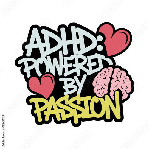 ADHD Awareness Embrace the Difference Typography with Brain Element T-Shirt Design
