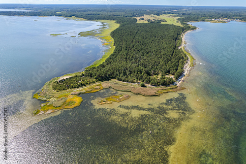 Aerial view of Saare Nina peninsula on Hiiumaa island in Estonia, Summer 2024 and its surroundings photo