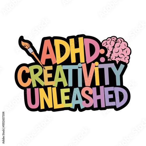 ADHD Awareness Embrace the Difference Typography with Brain Element T-Shirt Design
