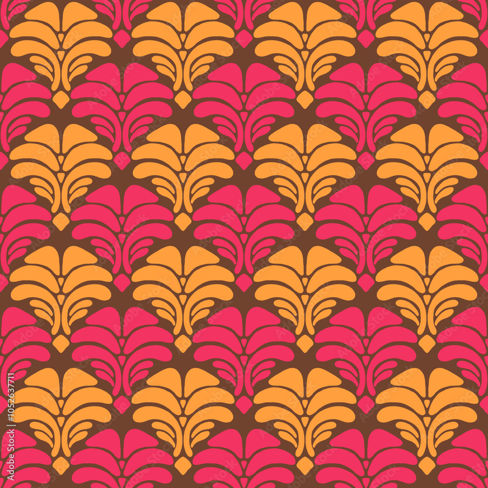 Funky art nouveau motif repeat pattern tile Funky art nouveau motif repeat pattern tile