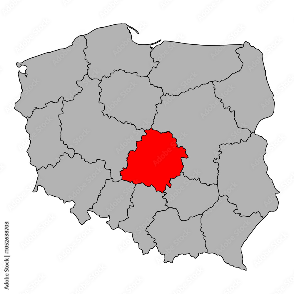 Obraz premium Lódź of Poland map shape, travel web flat concept icon vector illustration