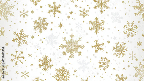 Wallpaper Mural Christmas background with gold snowflakes and stars pattern, white background Torontodigital.ca