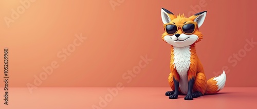 fox wearing sunglasses on a solid color background vector art digital art faceted minimal abstract