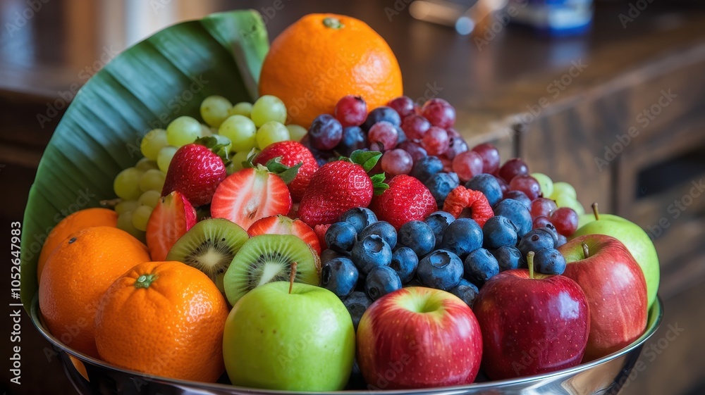 Vibrant Assortment of Fresh Fruits in Large Display Bowl Vibrant Assortment of Fresh Fruits in Large Display Bowl