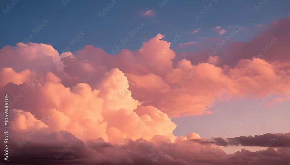soft pink clouds fill serene summer evening sky warm golden hues fading daylight soft pink clouds fill serene summer evening sky warm golden hues fading daylight