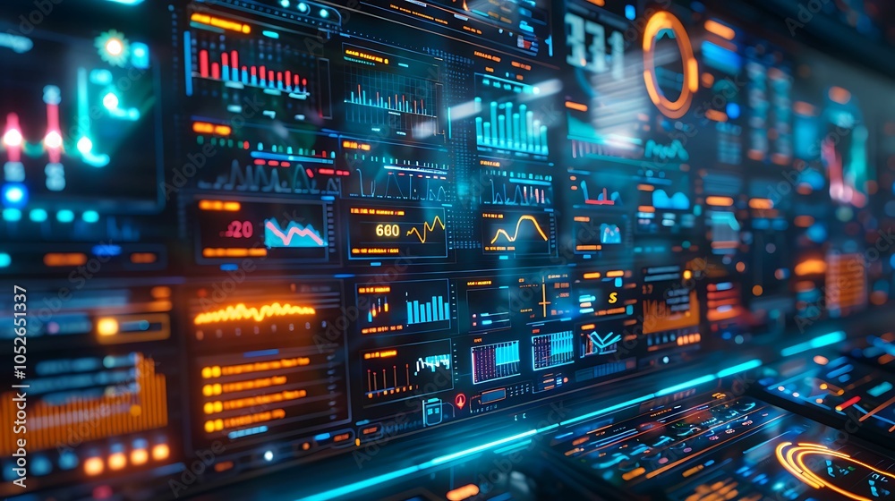 Cybernetic Dashboard: Futuristic Interface Display Cybernetic Dashboard: Futuristic Interface Display