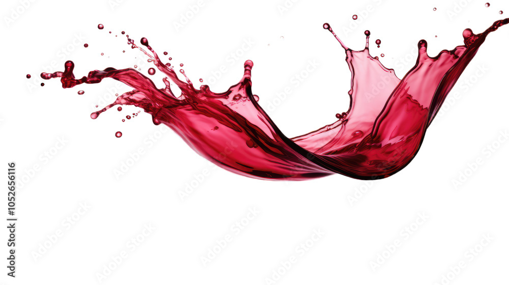 A dynamic splash of red liquid, resembling wine or juice, captur