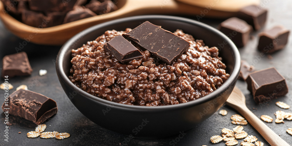 Chocolate oats breakfast, carbohydrate rich food Chocolate oats breakfast, carbohydrate rich food
