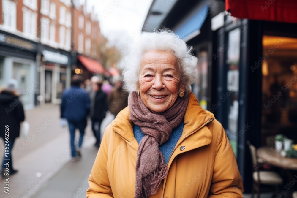 Portrait of a smiling senior woman in the city street. Elderly people lifestyle concept. Portrait of a smiling senior woman in the city street. Elderly people lifestyle concept.