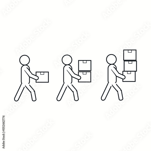 Box delivery, person move cargo, line icon.Vector