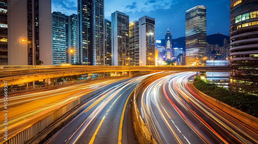 Fototapeta premium Vibrant Futuristic Cityscape at Night