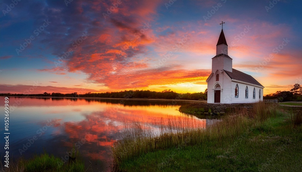 church at sunset