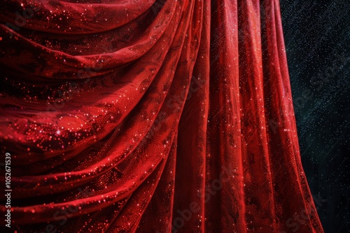Red Velvet Curtains Draped for a Stage Performance