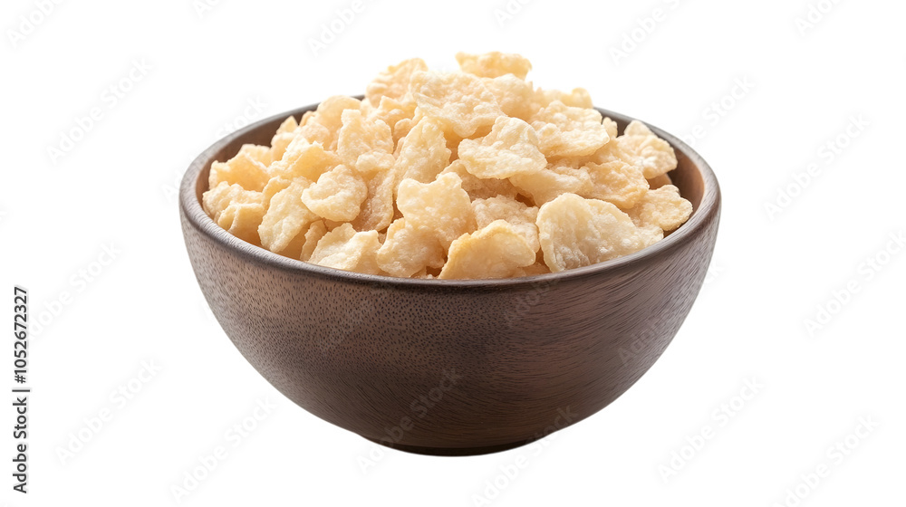 Bowl of Pork Rinds on White Background, Bowl of Pork Rinds on White Background,