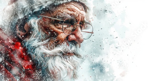 Santa Claus Portrait With Snowflakes