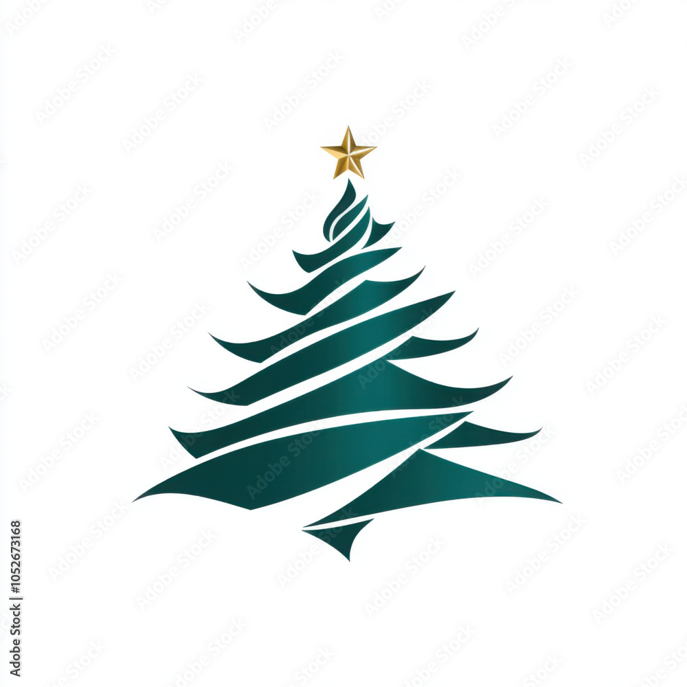 Obraz premium Simple logo for Christmas tree. Fir tree with star. Modern illustration. White background.