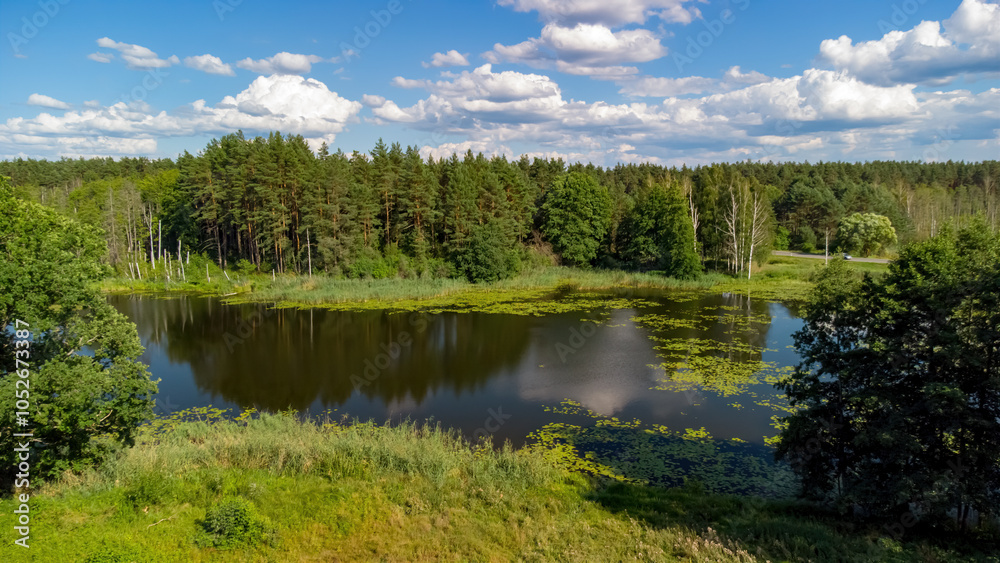 Lake view in Lithuanian forests, wild nature. Name of the lake Lake view in Lithuanian forests, wild nature. Name of the lake