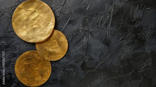 Gold And Black Vases With Dried Flowers