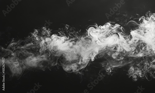 Abstract White Smoke Swirling Against a Black Background