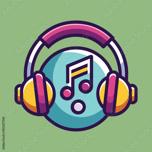 Music note headphones illustration.