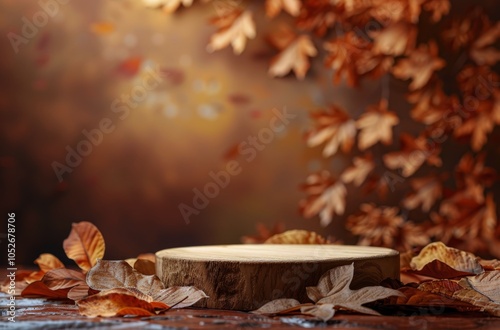 Autumn Leaves Surround a White Concrete Platform