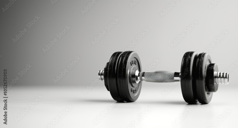 Black Dumbbell on White Background Black Dumbbell on White Background