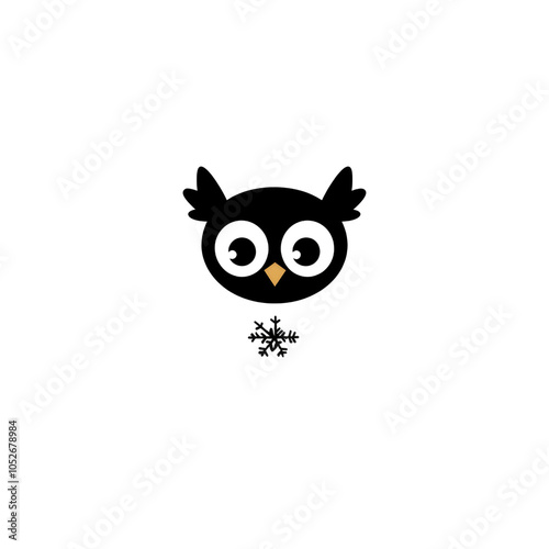 Cute Owl with Snowflake Illustration