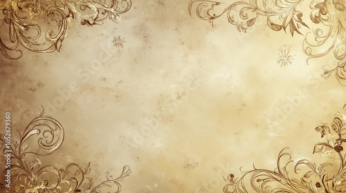 Sepia parchment with intricate floral swirls and vintage design