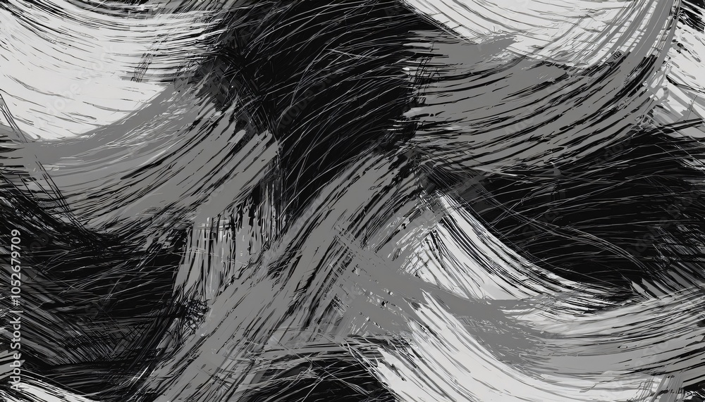 Obraz premium Dynamic black and white brushstrokes create an energetic abstract pattern, ideal for modern and contemporary designs