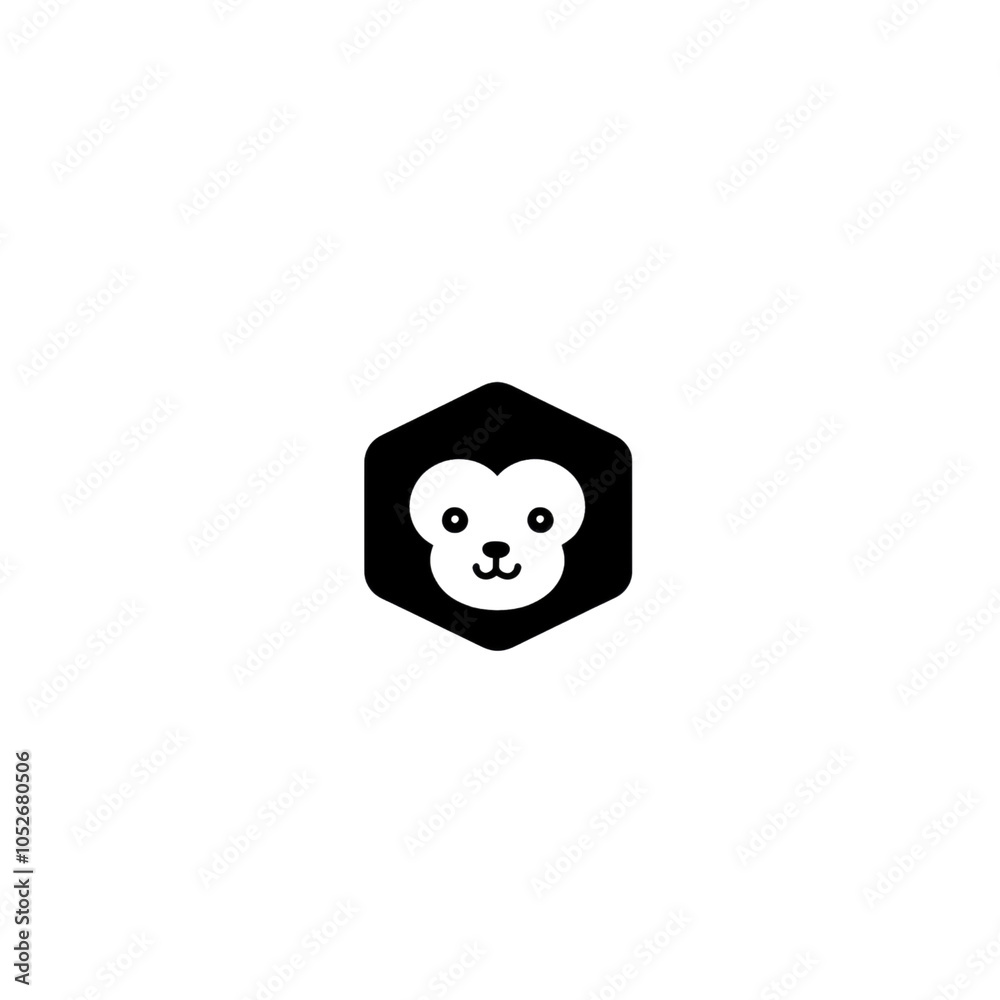Monkey Icon in Hexagon Monkey Icon in Hexagon