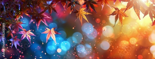 Vibrant Red Autumn Leaves Against A Blurred Bokeh Background