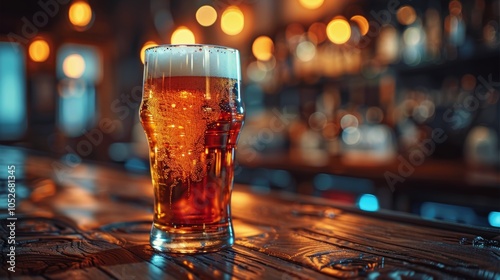 Glass of Beer on Wooden Table