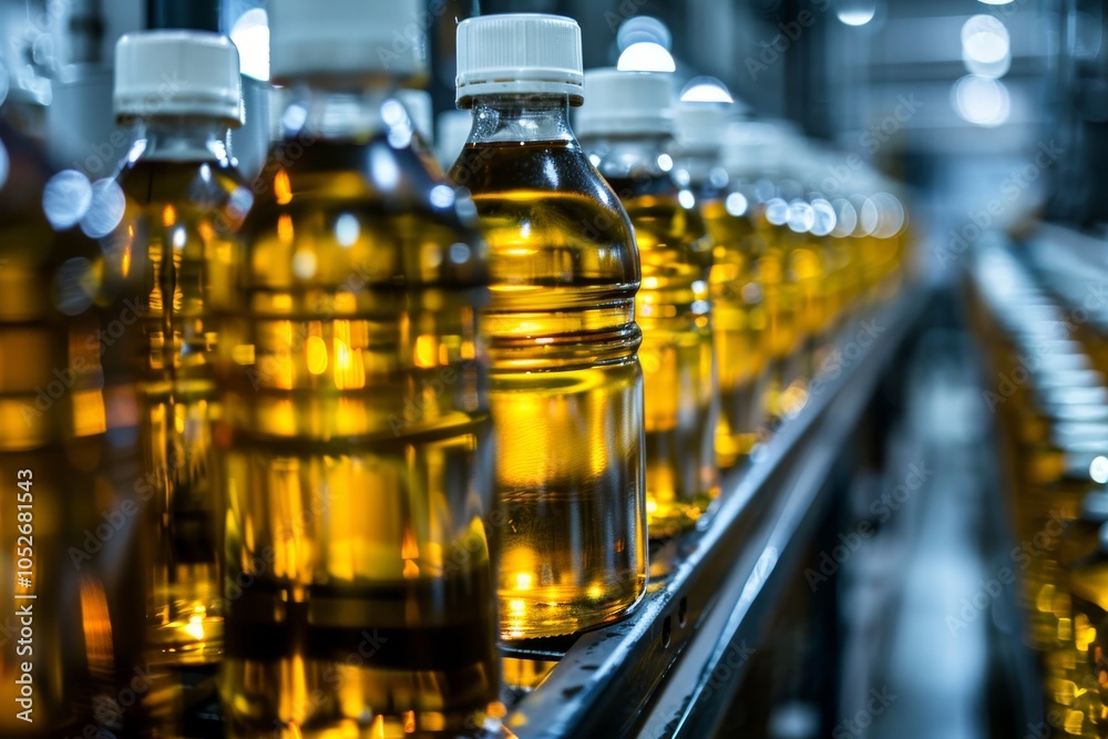 Edible Oils Production Line, Food Industry, Working on Automated Production Lines in Edible Oils Factory Edible Oils Production Line, Food Industry, Working on Automated Production Lines in Edible Oils Factory