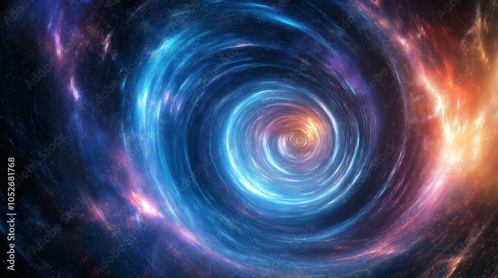 Spiral cosmic vortex with vibrant blue and orange hues Spiral cosmic vortex with vibrant blue and orange hues
