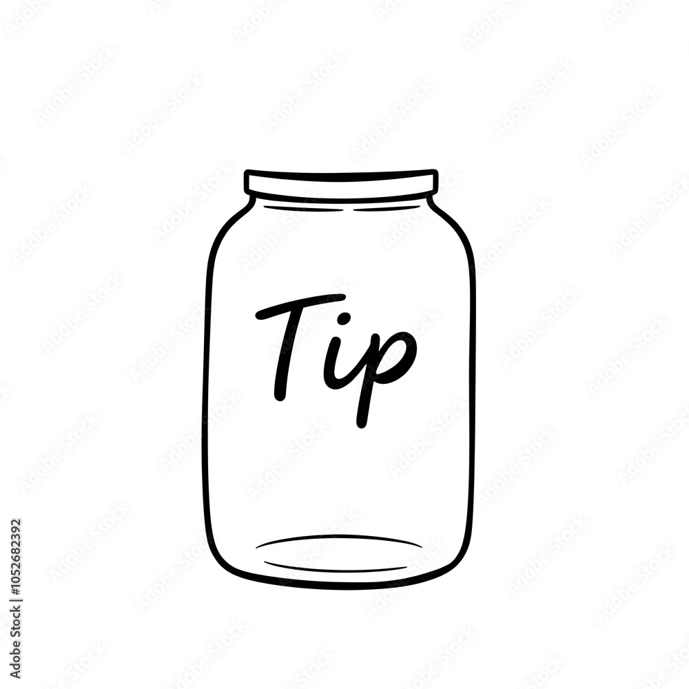tip jar with minimal illustration isolated on a white background. Generative AI tip jar with minimal illustration isolated on a white background. Generative AI