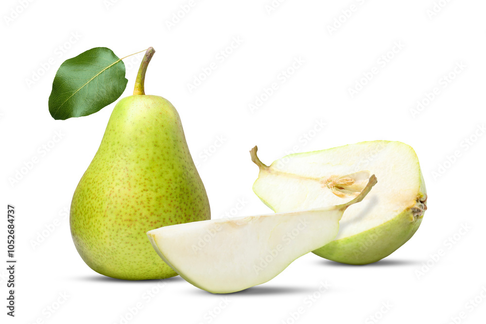 Fresh ripe green pears on white background Fresh ripe green pears on white background
