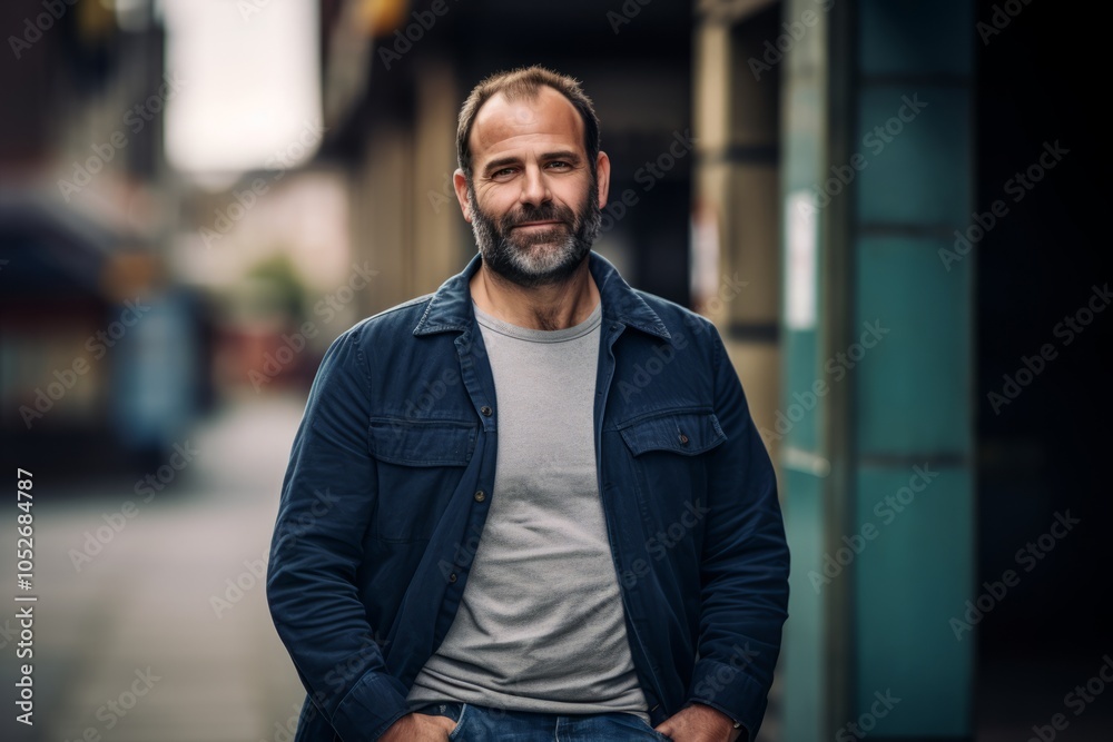 Portrait of a handsome mature man in casual clothes standing outdoor. Portrait of a handsome mature man in casual clothes standing outdoor.