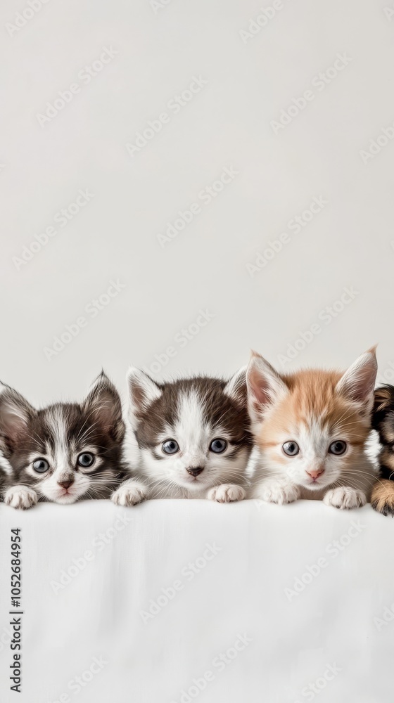 Adorable Group of Playful Kittens on a Soft Background