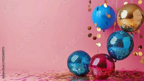 Colorful Confetti Falling Against A Dark Background