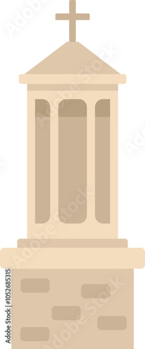 Simple vector illustration of a shrine building standing with a cross on top