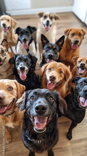 Group of Happy Dogs Posing Together